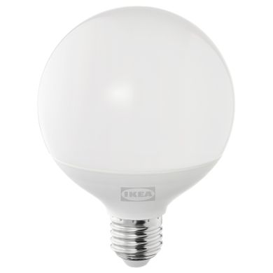 ІКЕА SOLHETTA, 904.986.94 - LED лампа E27 1055 лм, регулювання яскравості, кругла молочний, 95 мм