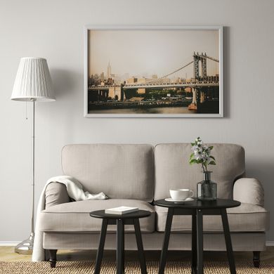 ІКЕА BJÖRKSTA БЬЙОРКСТА, 393.846.34 - Картина з рамкою, Міст на Манхеттені, сріблястий, 118 х 78см