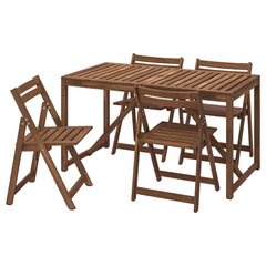ІКЕА NAMMARO, 195.447.23 Стіл + 4 розкладні стільці, сад, світло-коричневий морилка, 140 см