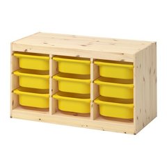 ІКЕА TROFAST ТРУФАСТ, 392.408.67 Комбінація для зберіган +контейнери, світла білена сосна, жовтий, 93х44х52 см