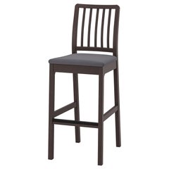 ІКЕА EKEDALEN ЕКЕДАЛЕН, 494.294.44 Барний стілець зі спинкою, темно-коричневий, ХАКЕБУ темно-сірий, 75 см