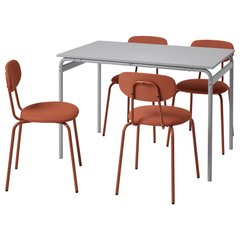 ІКЕА GRASALA / OSTANO, 294.972.93 Стіл+4 стільці, Реммарн червоно-коричневий, 110 см
