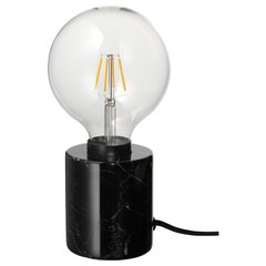 ІКЕА MARKFROST / LUNNOM, 594.944.53 Настільний світильник із лампою, мармур чорний, круглий