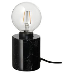 ІКЕА MARKFROST / LUNNOM, 594.944.48 Настільний світильник із лампою, мармур чорний, кругла прозорий