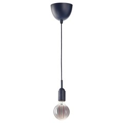 ІКЕА GRÅVACKA / MOLNART, 894.844.62 - Підвісний світильник із лампою, сіре прозоре скло, 95 мм