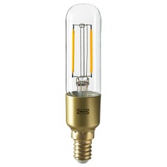 ІКЕА LUNNOM, 805.169.62 - LED лампа E14 200 лм, регулювання яскравості, трубчасте прозоре скло, 25 мм
