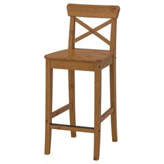 ІКЕА INGOLF ІНГОЛЬФ, 002.178.01 - Барний стілець зі спинкою, морилка антик, 63см