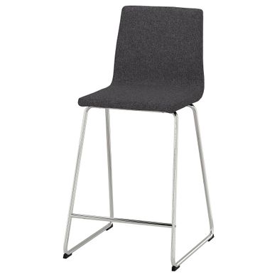 ІКЕА LILLANAS, 905.347.91 Барний стілець, хромований, ГУННАРЕД темно-сірий, 63 см