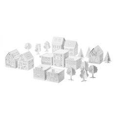 ІКЕА MÅLA МОЛА, 704.953.47 - 10 частин міського шаблону з картону, Включає 10 будинків та дерев для прикраси міста.