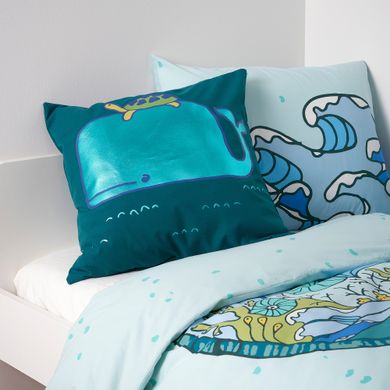 ІКЕА BLAVINGAD, 905.340.79 Чохол для подушки, візерунок кита, синьо-зелений, 50х50 см